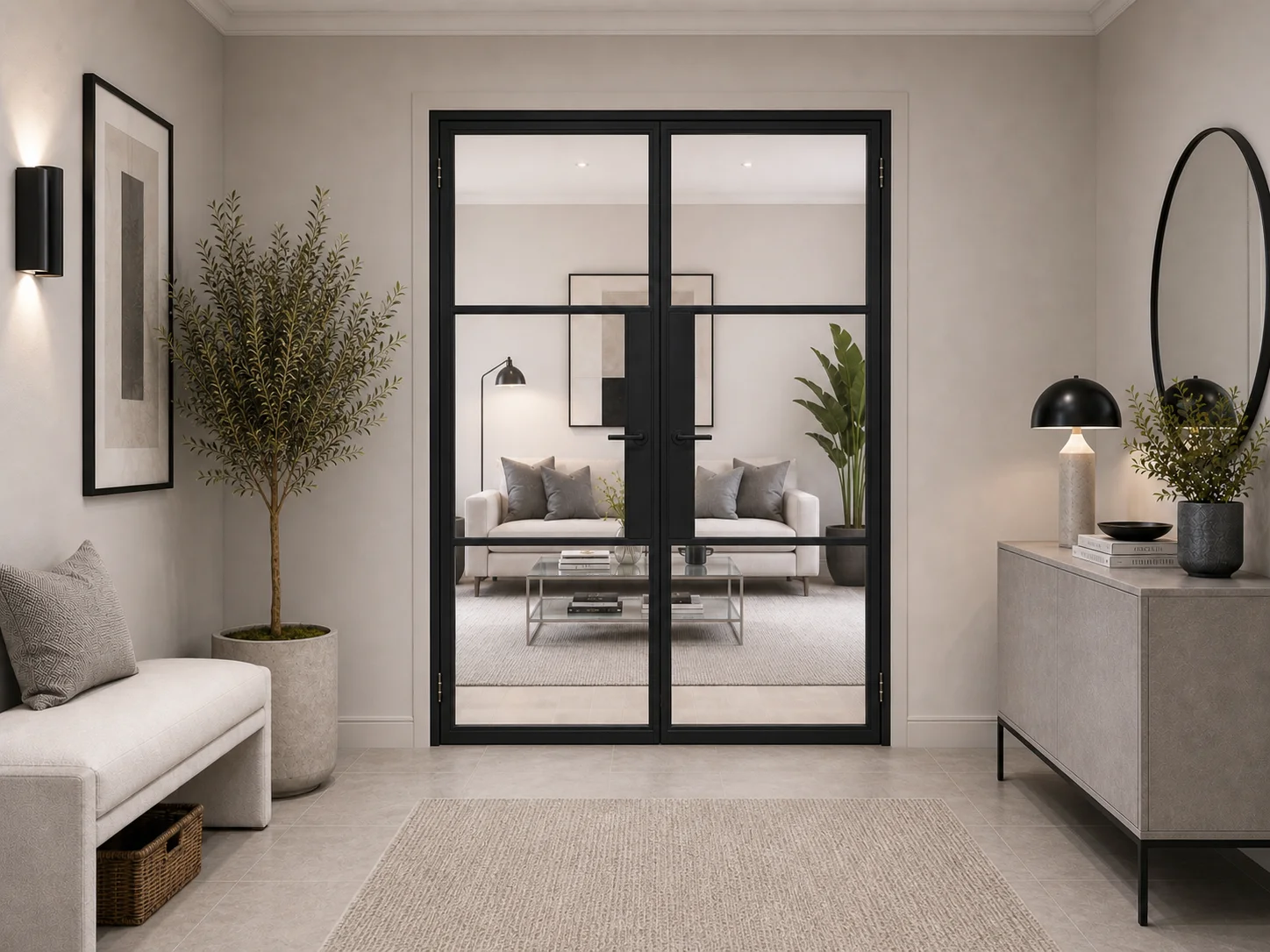 Aluminium French Doors in Black