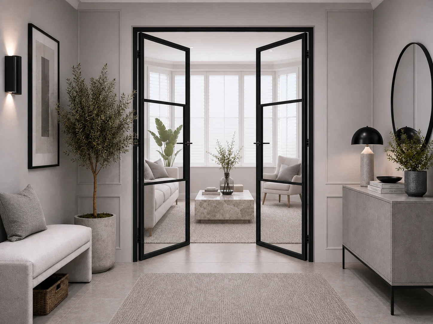 Aluminium French Doors in Black