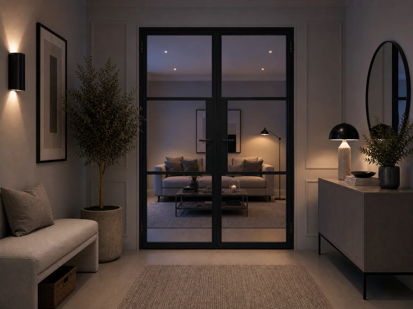 Aluminium French Doors in Black