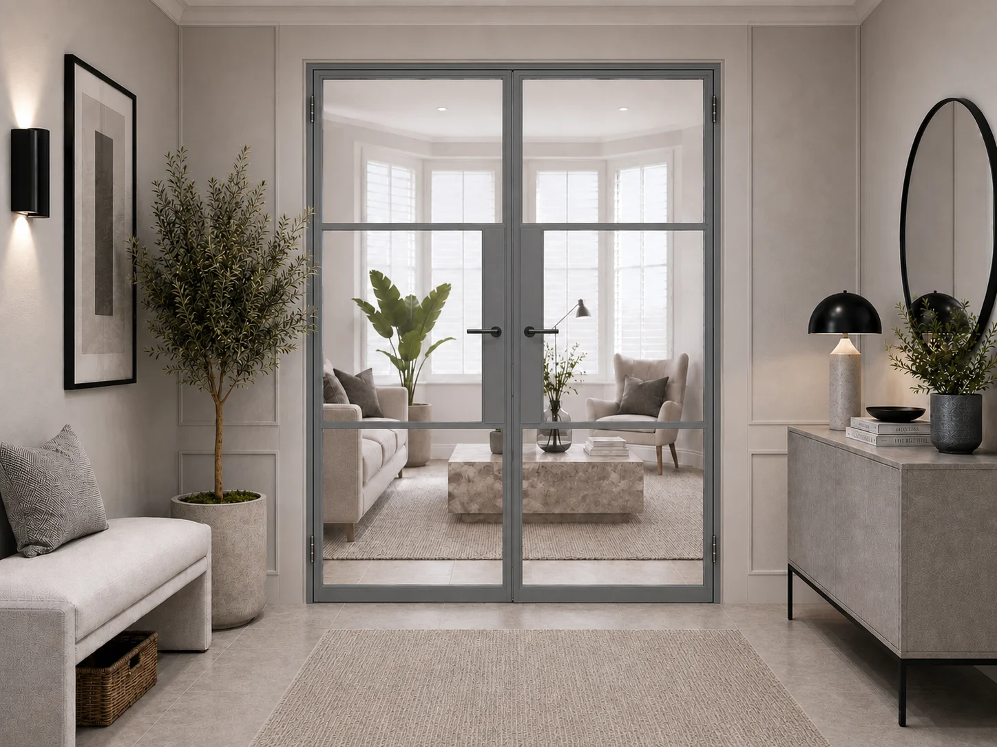 Aluminium French Doors in Grey