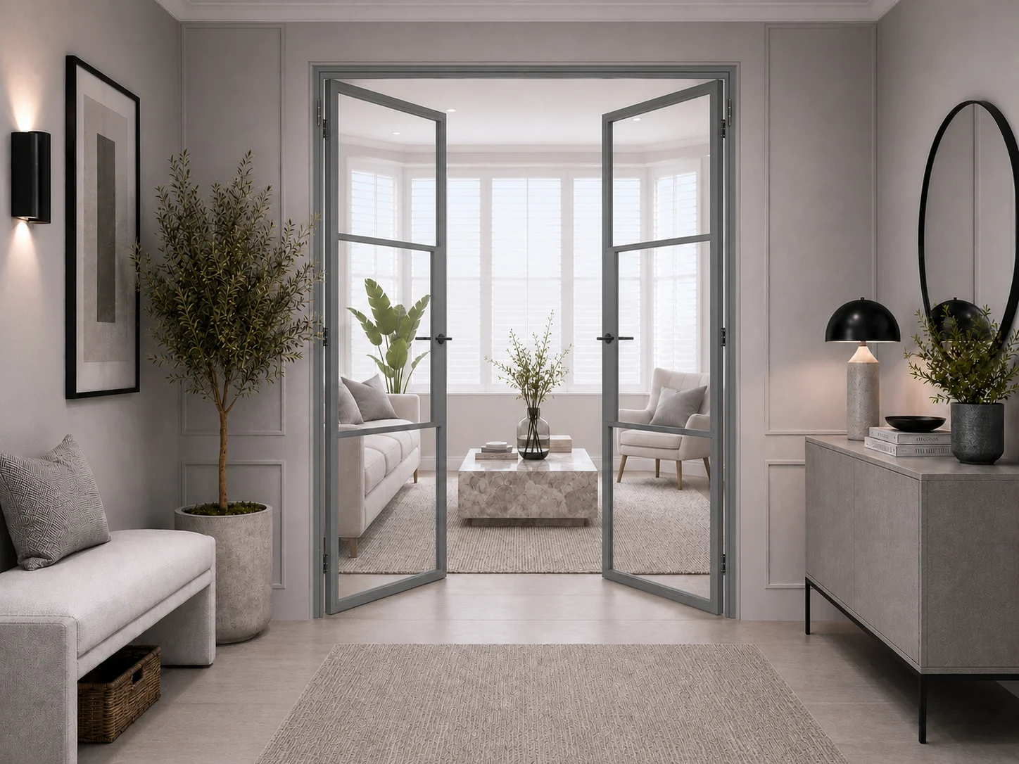 Aluminium French Doors in Grey