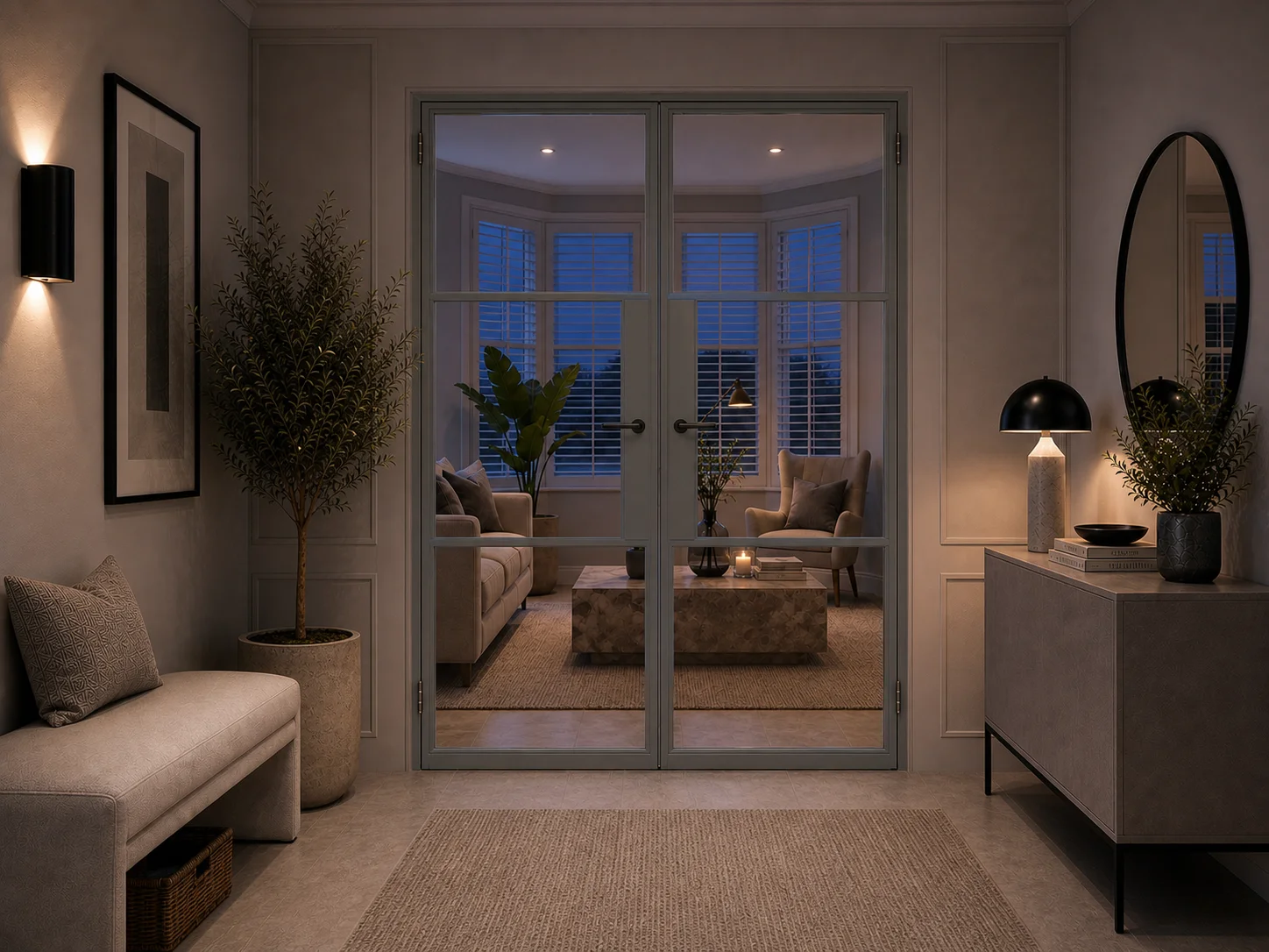 Aluminium French Doors in Grey