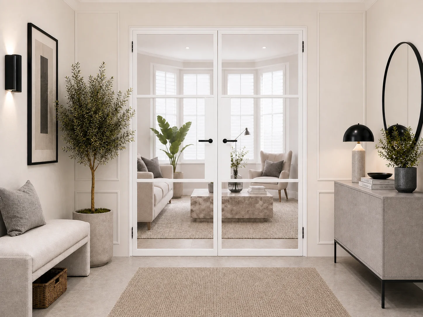 Aluminium French Doors in White