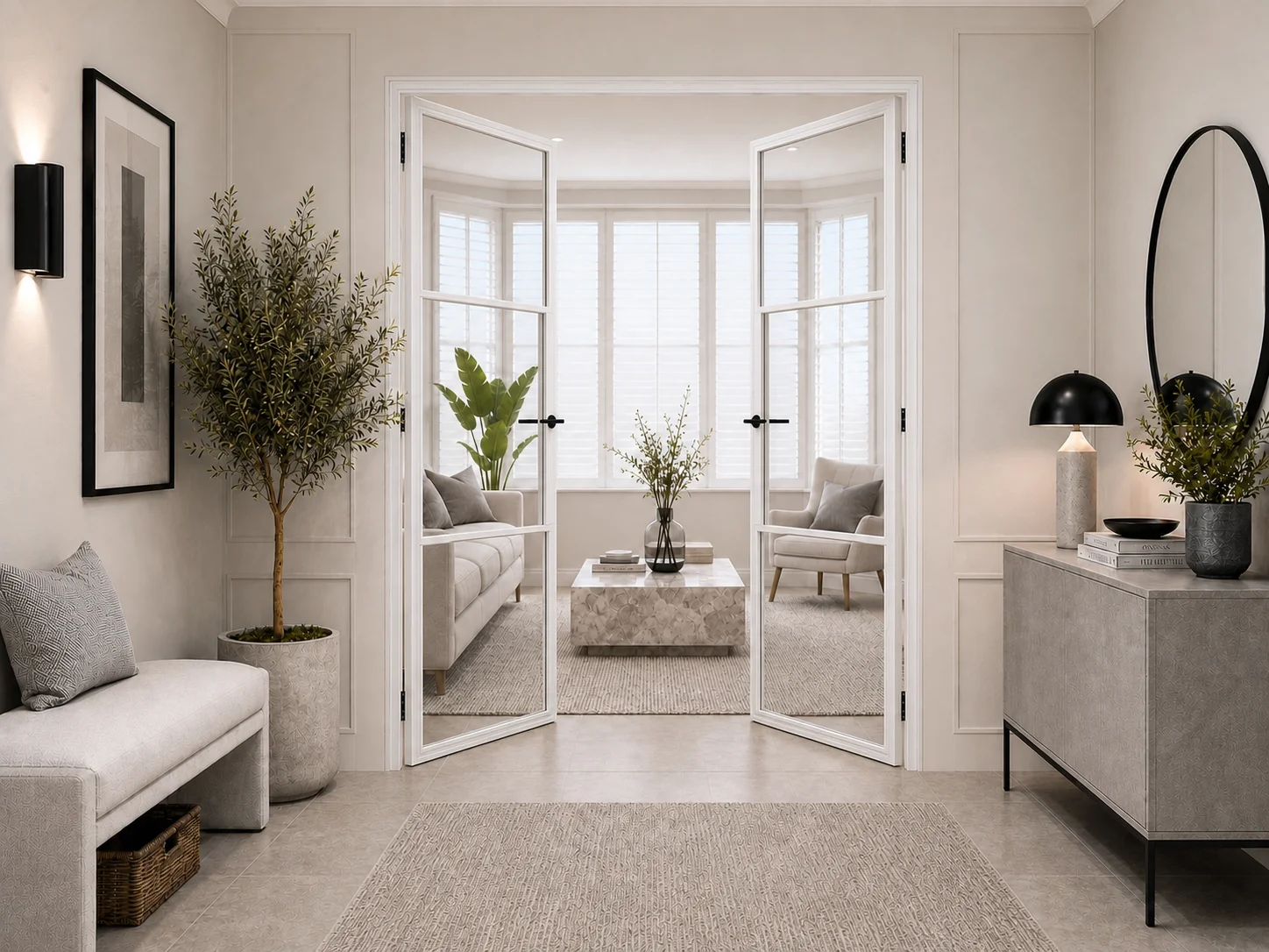Aluminium French Doors in White