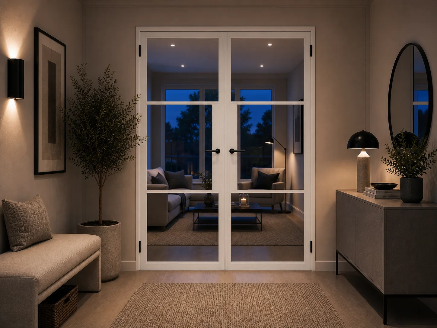 Aluminium French Doors in White