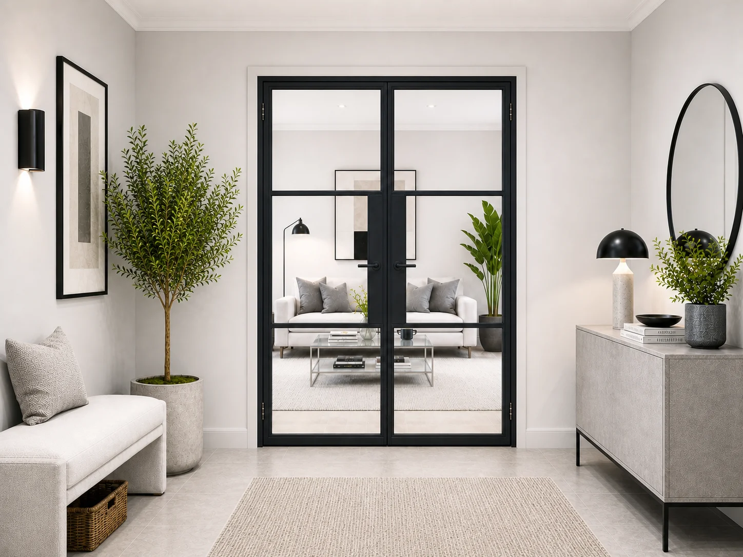 Aluminium French Doors in Black