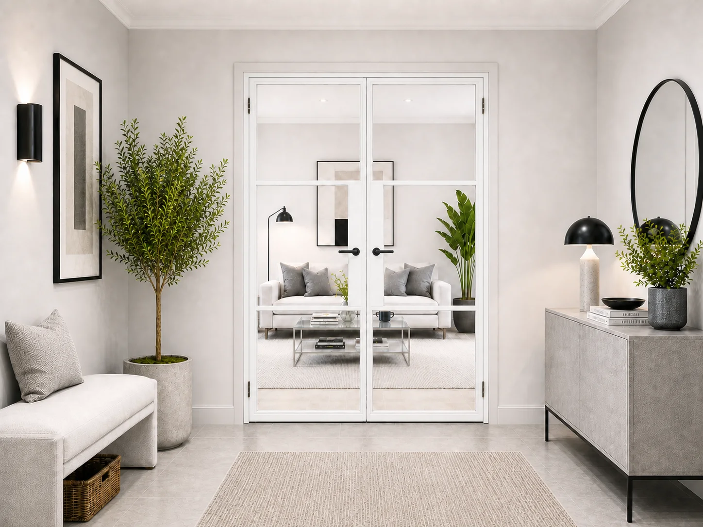 Aluminium French Doors in White