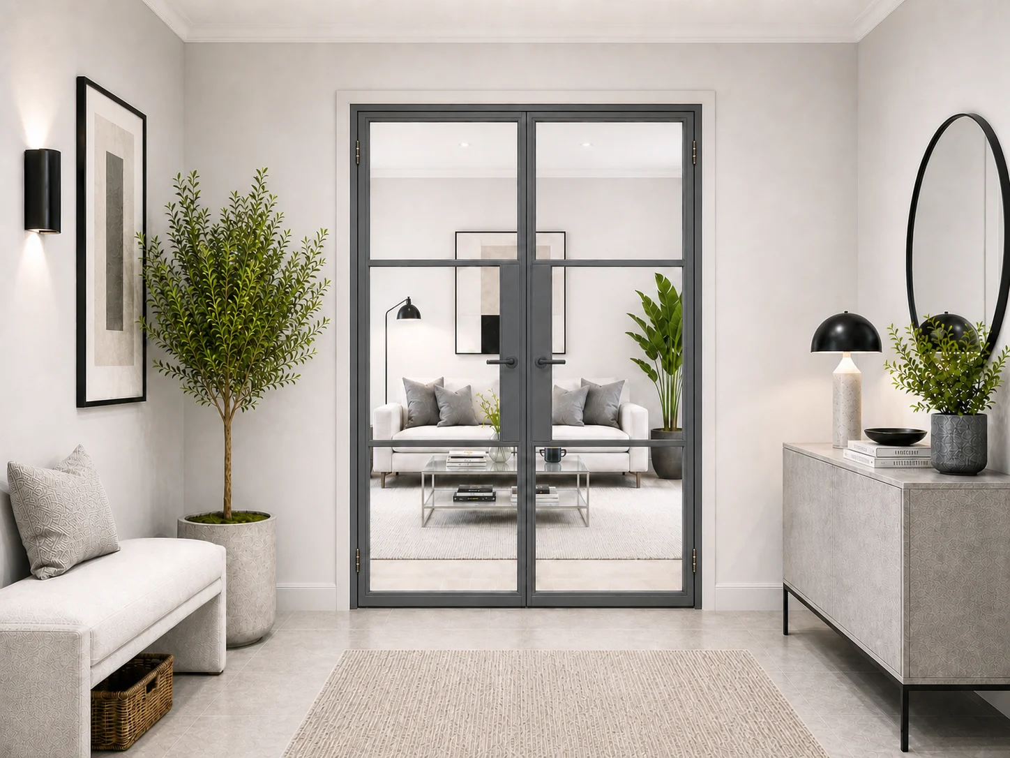 Aluminium French Doors in Grey