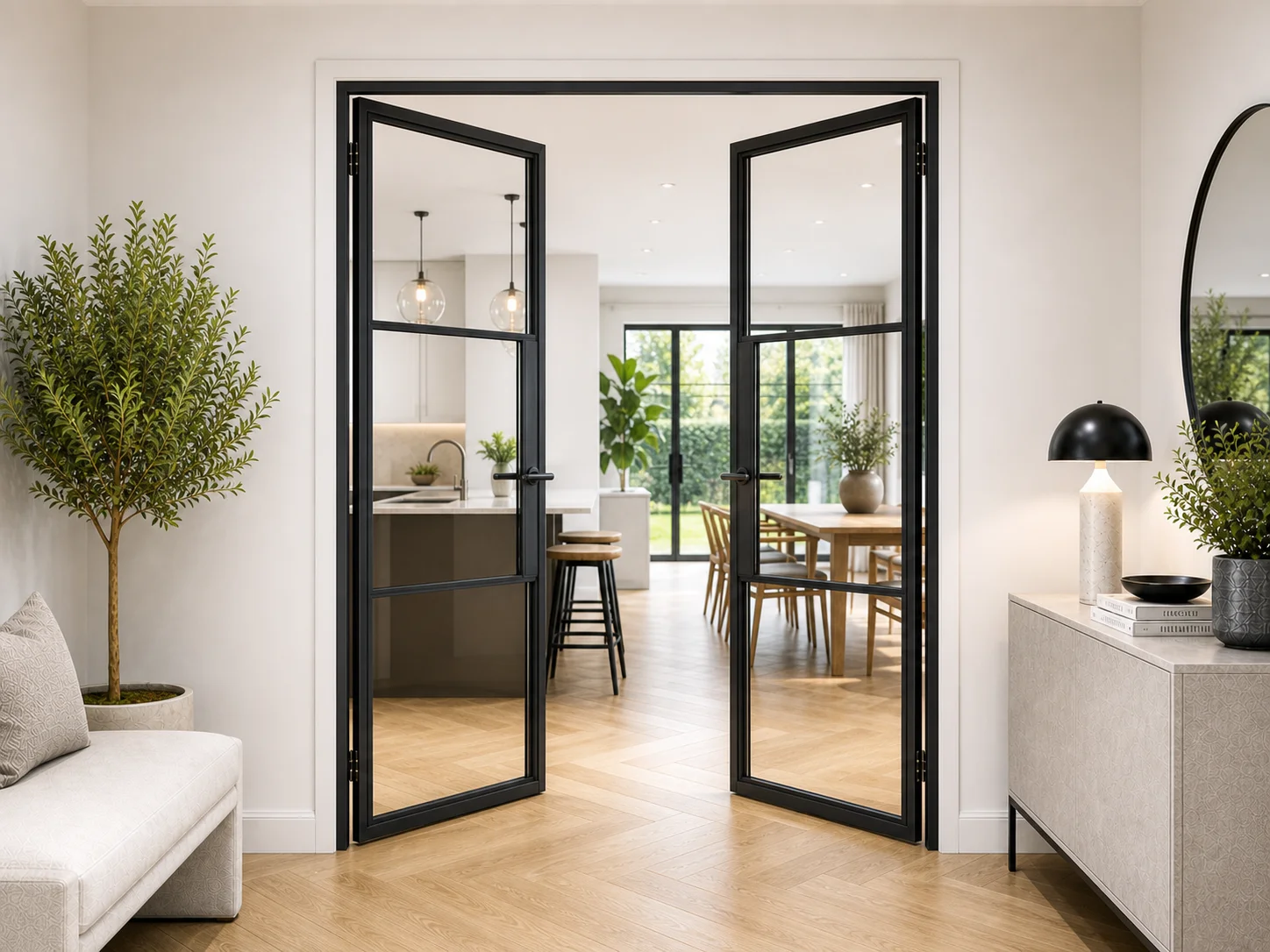 Aluminium French Doors in Black