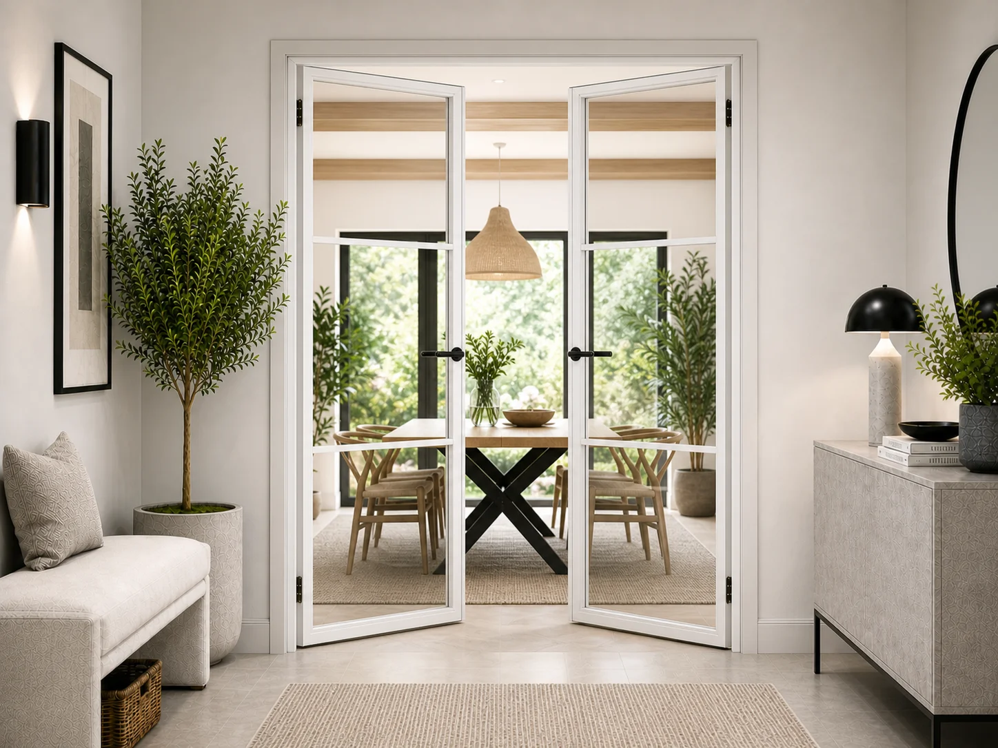 Aluminium French Doors in White