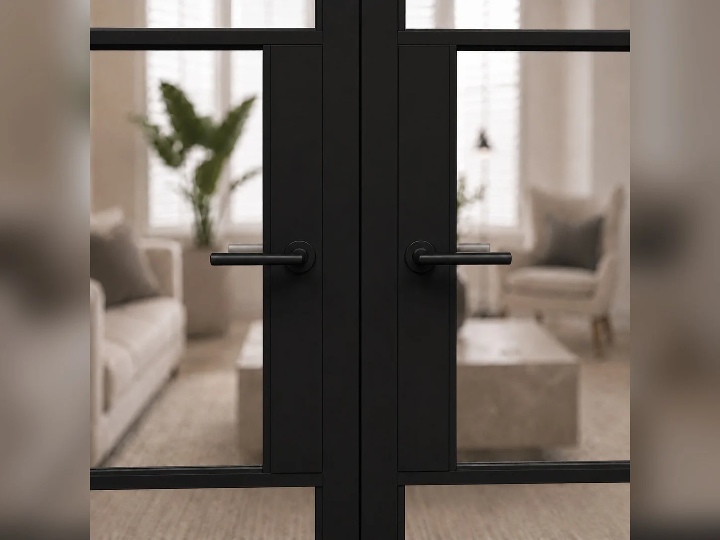 Aluminium French Doors in Black