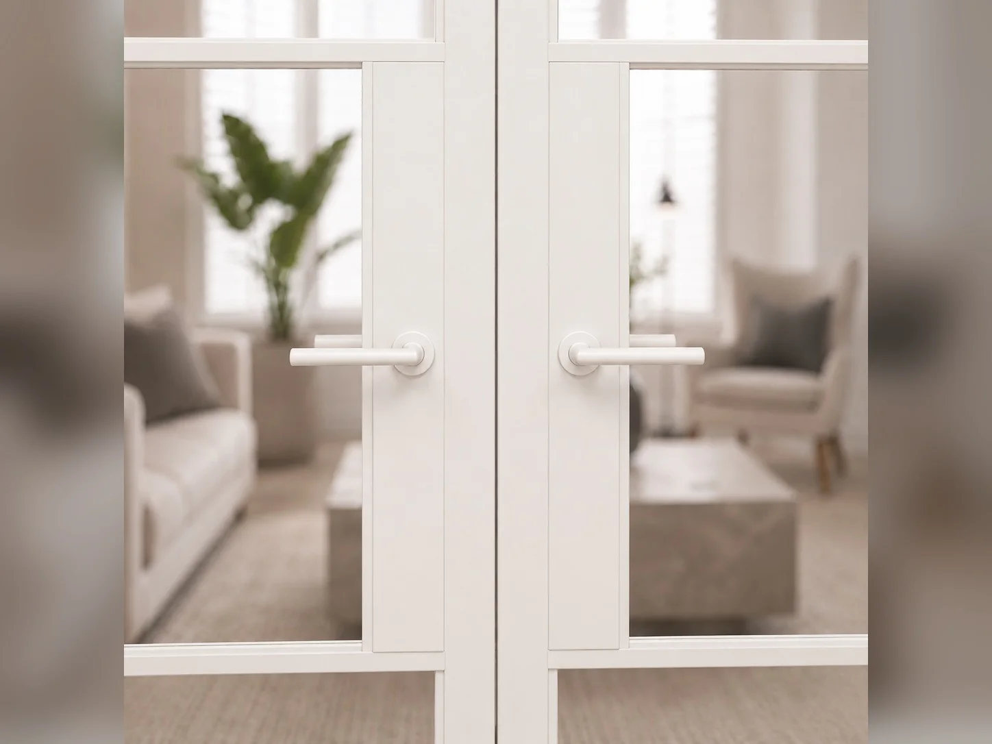 Aluminium French Doors in White