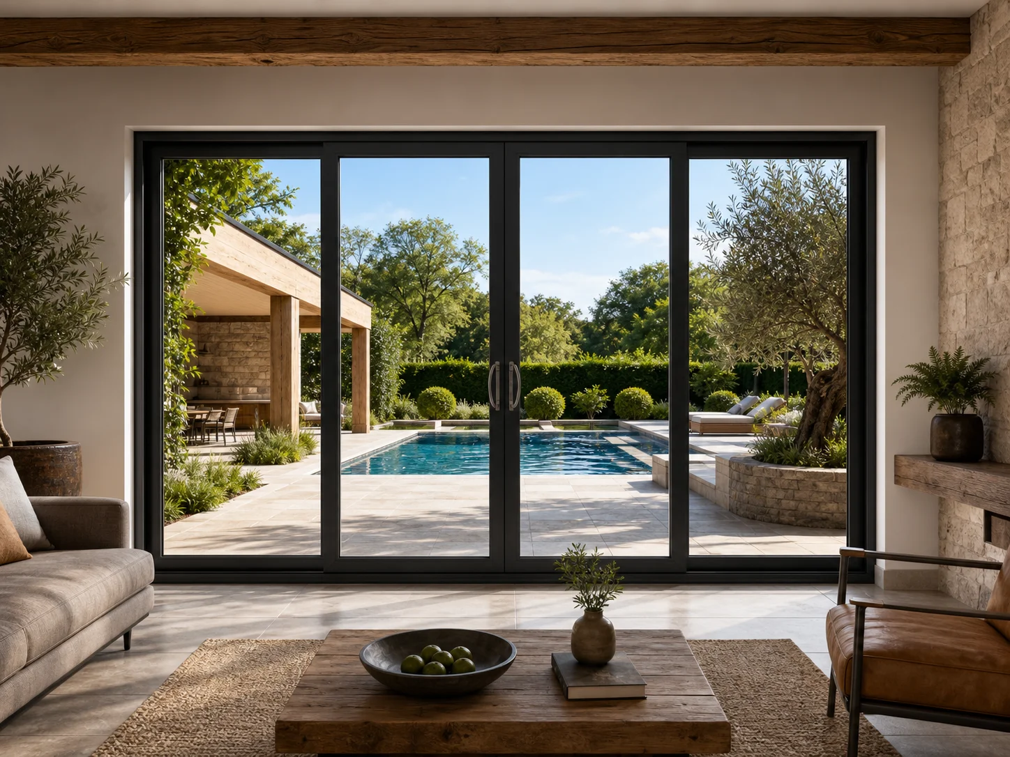 Double Centre Slider Aluminium Sliding Doors