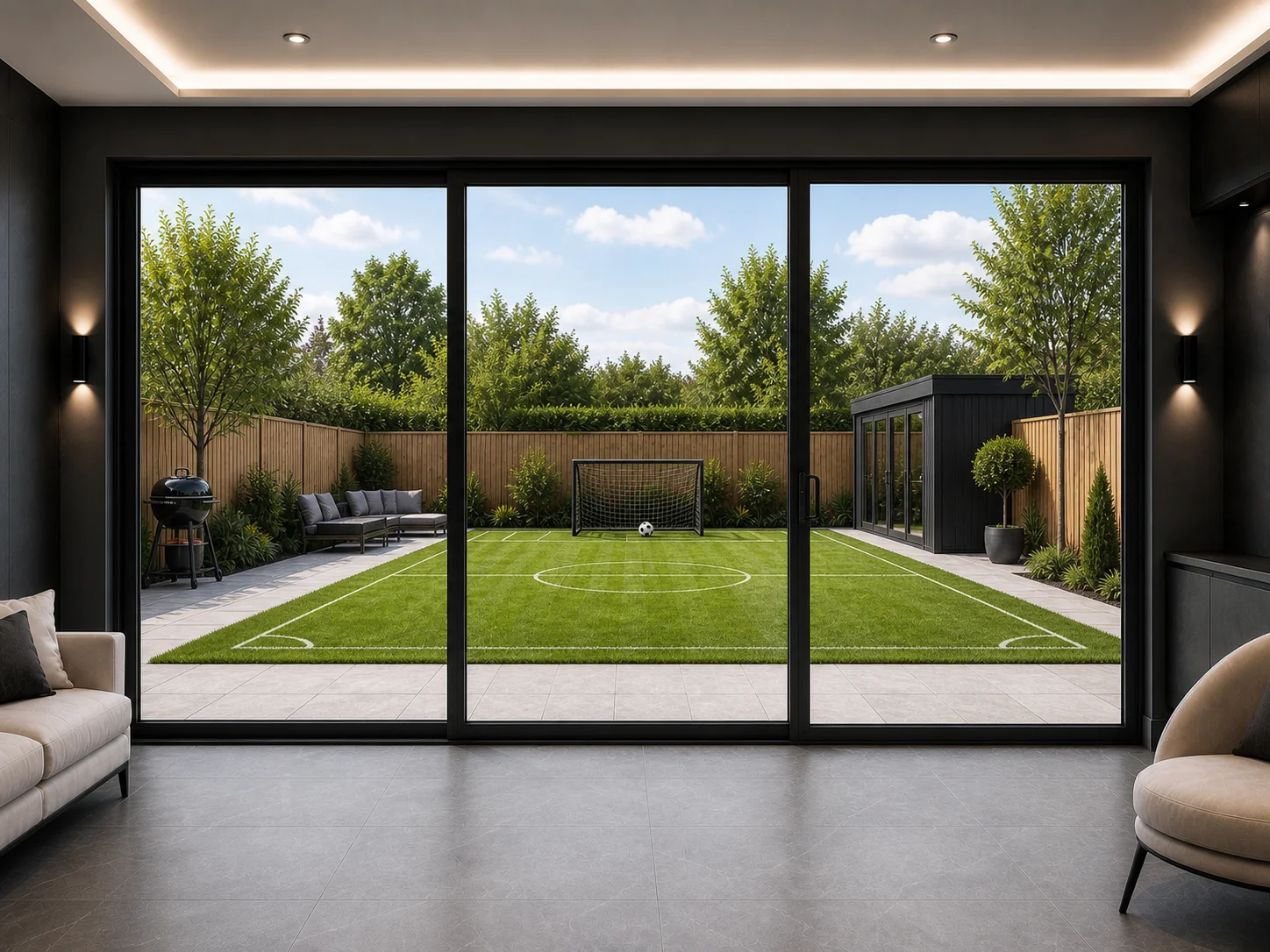Triple Slider Aluminium Sliding Doors