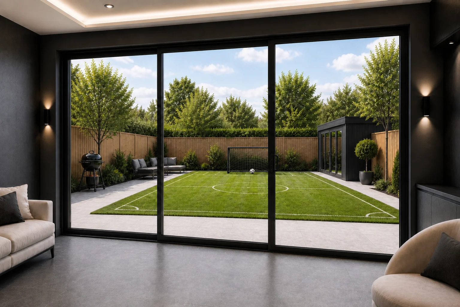 Triple Slider Aluminium Sliding Doors