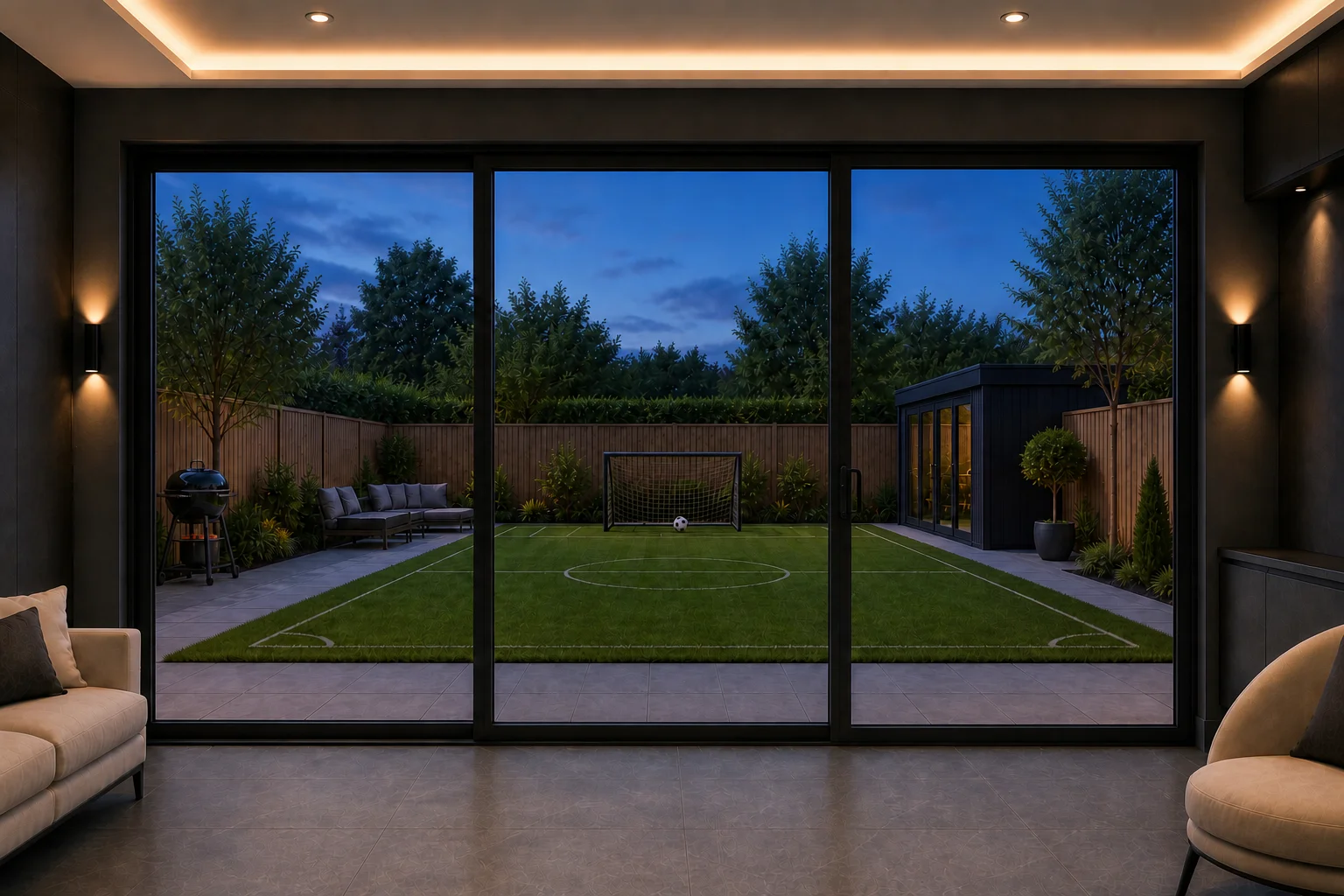 Triple Slider Aluminium Sliding Doors