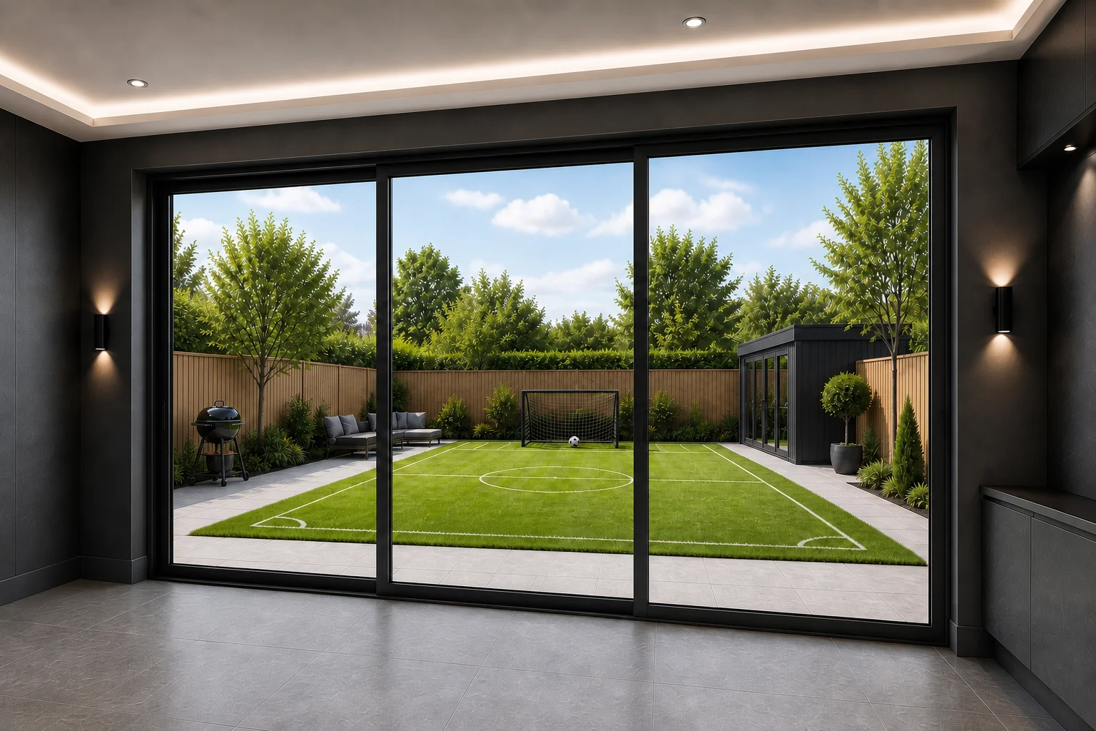 Triple Slider Aluminium Sliding Doors