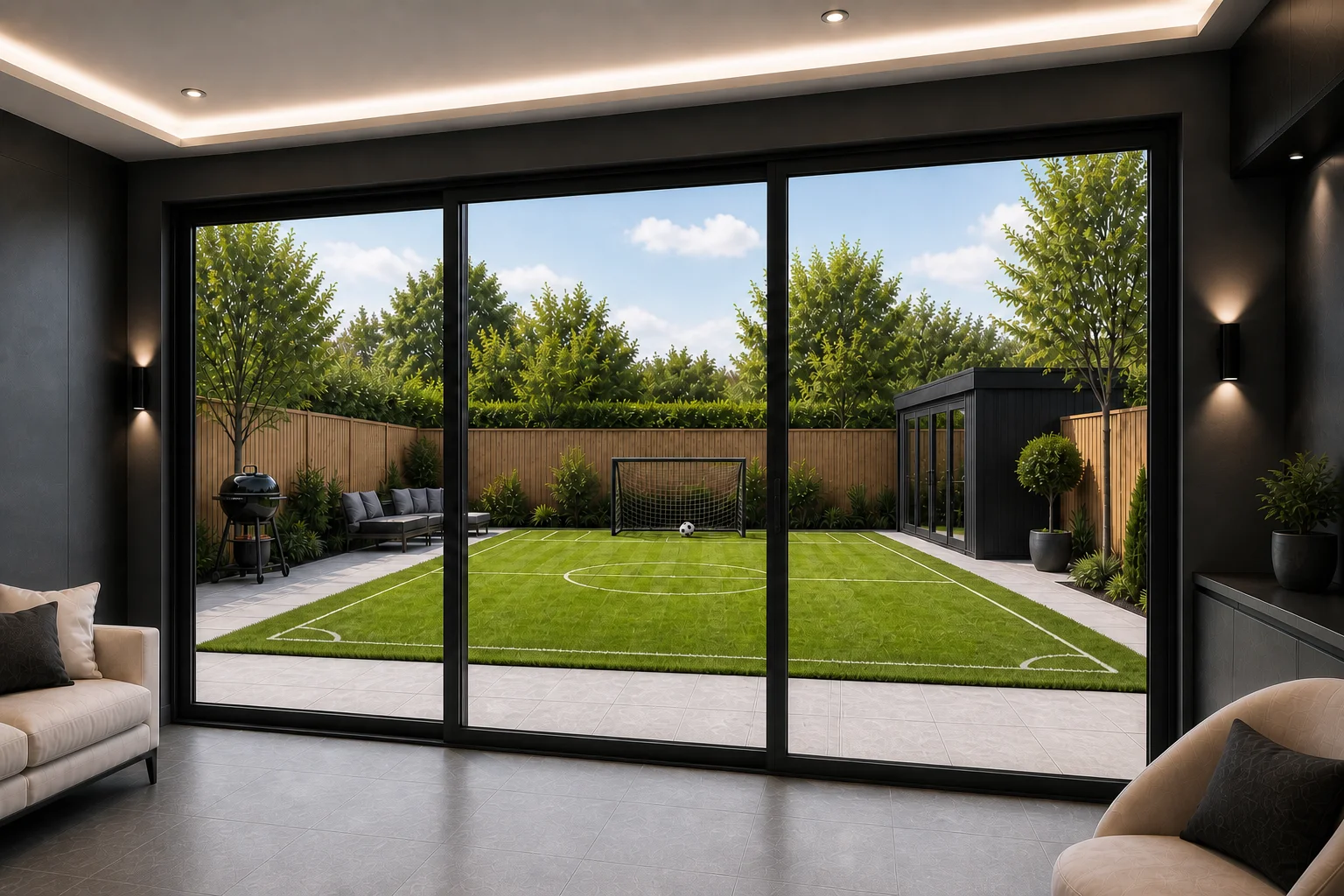 Triple Slider Aluminium Sliding Doors