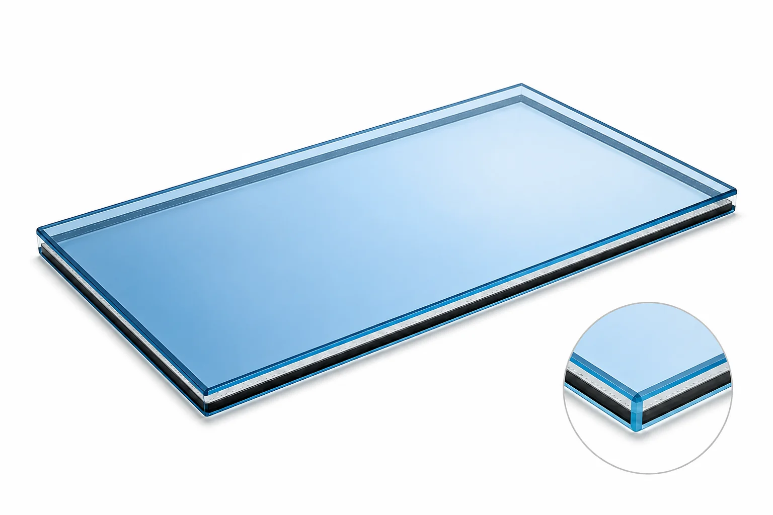 Double Glazing: 6mm SunShade Blue / 6.8mm Laminated Low-E Glass Unit Cut to Size
