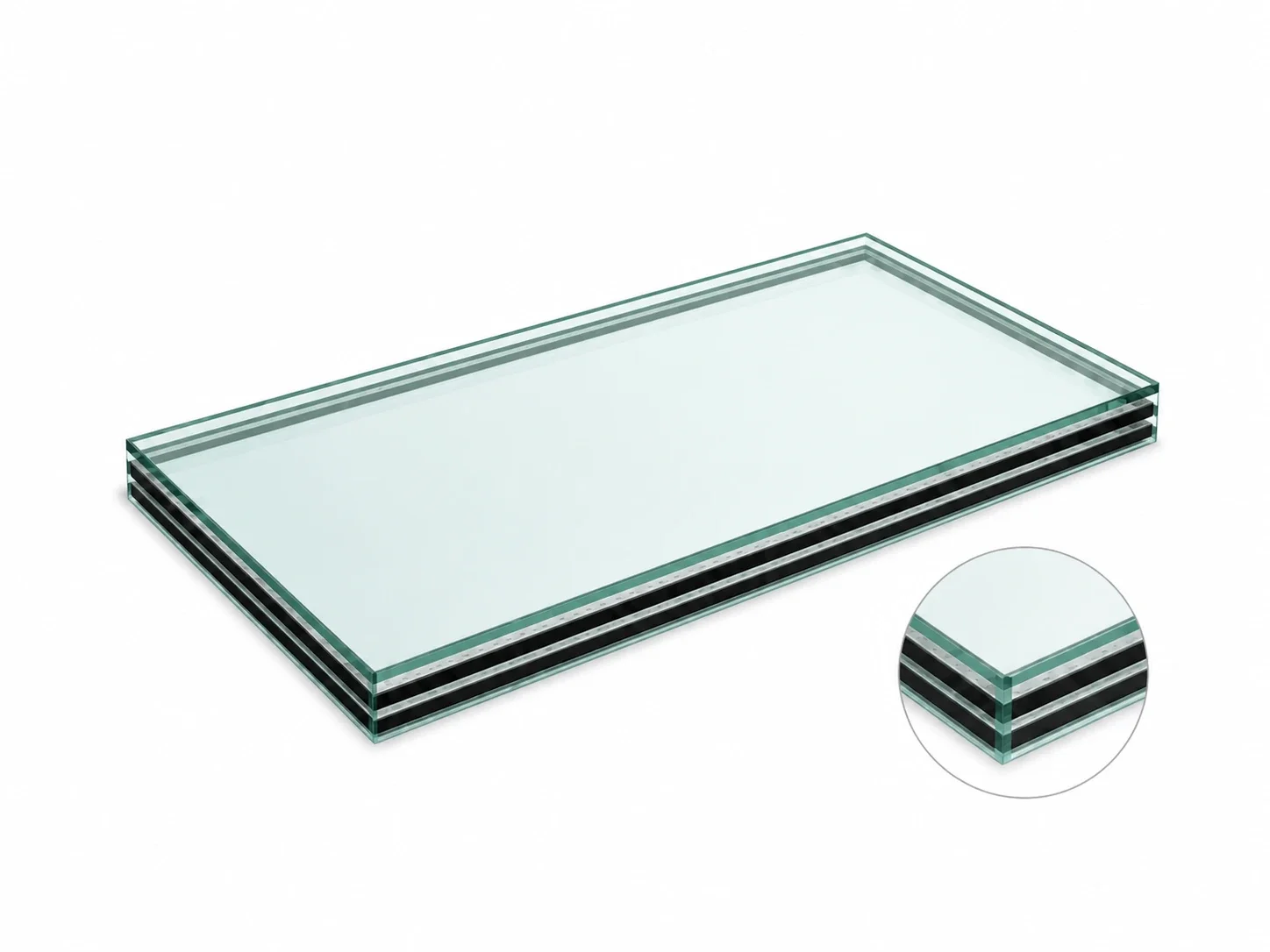 Triple Glazing: 6mm Ambi-Aqua / Plani 1 / Plani 1 Glass Unit Cut to Size