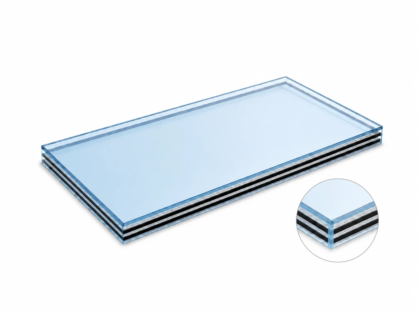 Triple Glazing: 6mm Ambi-Blue / Plani 1 / Plani 1 Glass Unit Cut to Size
