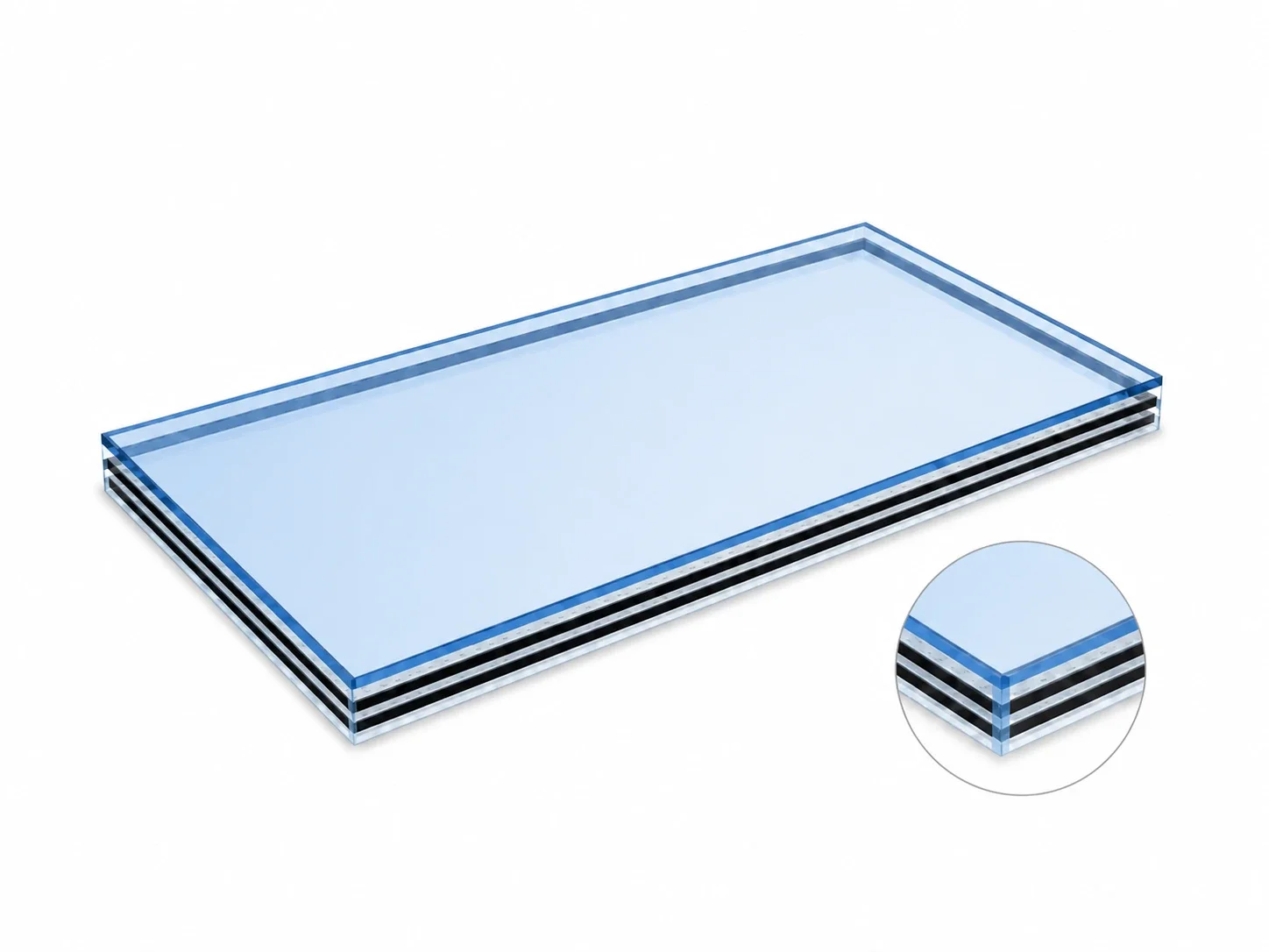 Triple Glazing: 6mm Ambi-SunShade Blue / Plani 1 / Plani 1 Glass Unit Cut to Size